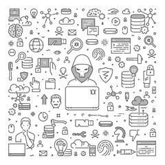 Vector linear web hacking concept. Open path