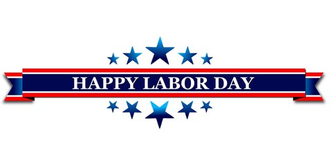Happy Labor Day, blue banner with stars