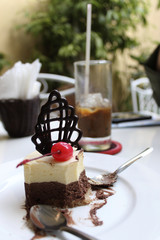 chocolate decorated cake dessert 