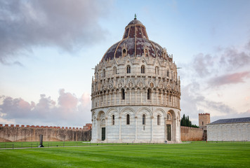 Pisa Baptistery at Piazza dei Miracoli aka Piazza del Duomo in Pisa Tuscany Italy