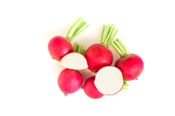 Red radish isolated on white background.