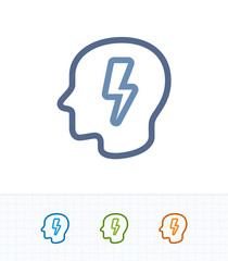 Head & Lightning Bolt - Contrast Imprint Icons . A professional, pixel-aligned icon .