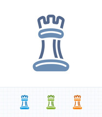Tower Chess Piece - Contrast Imprint Icons . A professional, pixel-aligned icon .