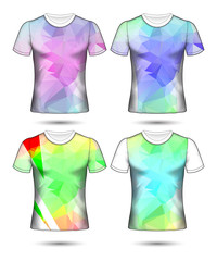  t-shirt templates abstract geometric collection of different colors polygonal mosaic