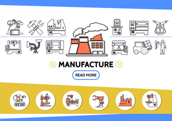 Manufacture Line Icons Set