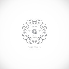 Luxury monogram logo template. Elegant design for business sign, restaurant, wedding shop, jewelry, fashion, product design, brand sign. Vector illustration