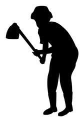 silhouette farmer shape with shovel vector design