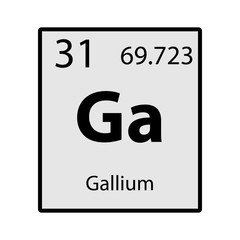 Gallium periodic table element gray icon on white background vector
