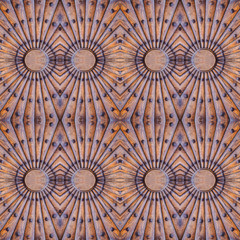 Ornate wooden seamless pattern with metal elements