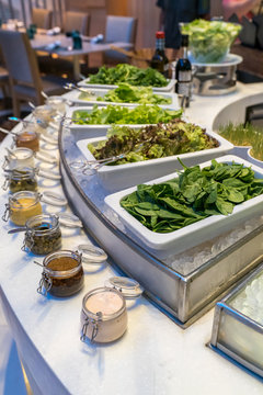 Salad Bar Station In Buffet Line