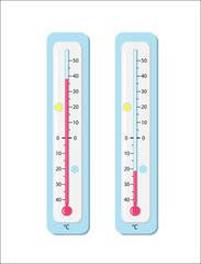 Thermometer, Au&szlig;enthermometer, 
Vektor Illustration isoliert auf wei&szlig;em Hintergrund