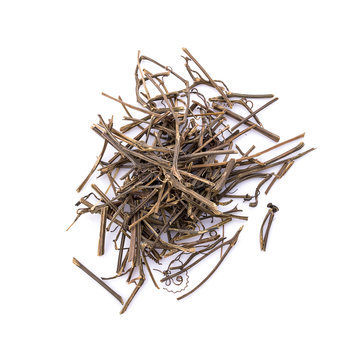 Black tea on white background. Top view. Close up. High resolution