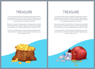 Treasure Posters with Text Vector Illustration