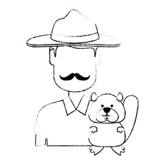 Canadian Ranger with marmot vector illustration design