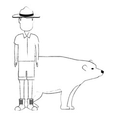 Canadian Ranger with bear vector illustration design