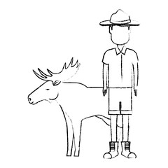 Canadian Ranger with elk vector illustration design