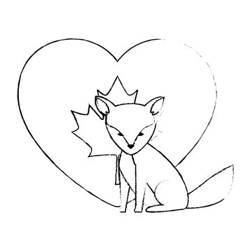 wild canadian fox with heart flag vector illustration design