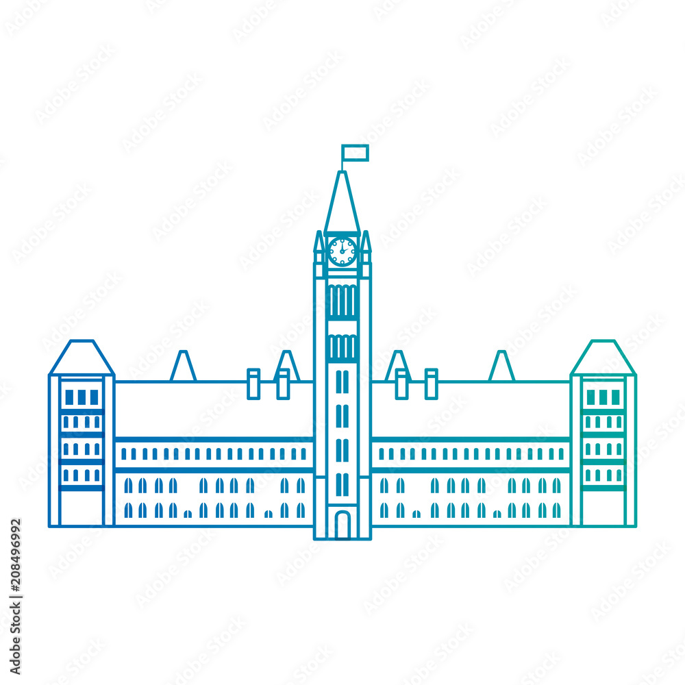 Sticker canadian parliament building icon vector illustration design