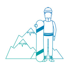 snowboarder man with mountains character vector illustration design