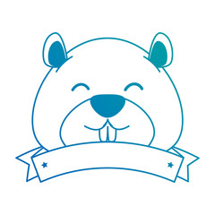 cute canadian marmot with ribbon vector illustration design