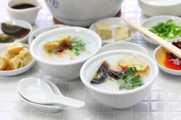 congee, chinese rice porridge, chinese traditional healthy breakfast