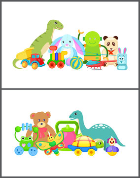 Robot and Frog Collection Vector Illustration