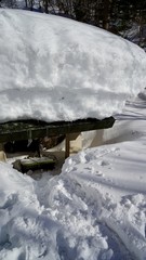 大雪の戸隠神社奥社の手水舎