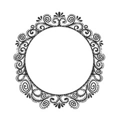 Frame of flowers .Flower pattern in a circle .Retro style