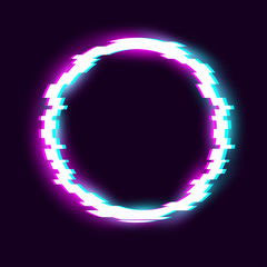 Neon Circle .Glitch Style .luminous swirling