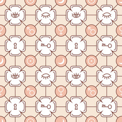 pattern with alchemy symbols.