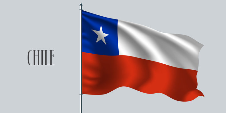 Chile waving flag on flagpole vector illustration