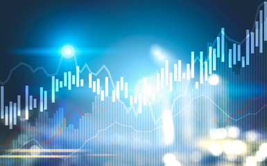 Graph against a night blurred cityscape