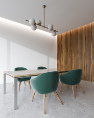 White and wooden office meeting room corner