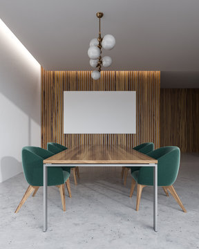 Wooden office meeting room interior, poster