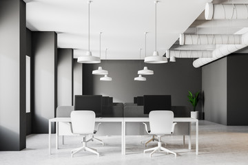 Dark gray industrial style office interior