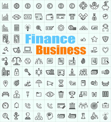 100 Finance Business icons set for a variety of applications.