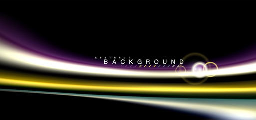 Color shiny light effects on black, liquid style multicolored wavy shape