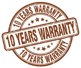 10 years warranty brown grunge round vintage rubber stamp