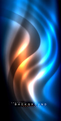 Neon glowing wave, magic energy and light motion background