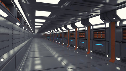 Fototapeta premium 3d Render. Futuristic interior environment
