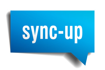 sync-up blue 3d speech bubble