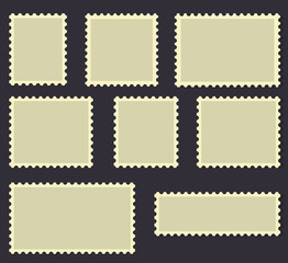 Blank postage stamps frames vector illustration.