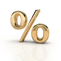 percent 3d golden percentage sale sign symbol icon rendering illustration sale discount interest rate template isolated on white background in high resolution 