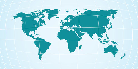 Vector World map with continent on a light blue background