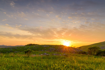 平尾台の夕暮れ（福岡県北九州市）