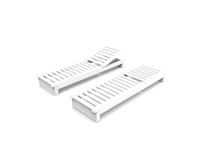 White sun lounger, 3D rendering isolated on white background