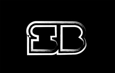grunge black and white alphabet letter combination sb s b logo icon design