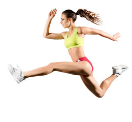 Young girl runner isolated