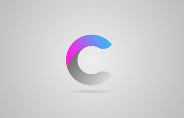 grey blue pink alphabet letter c logo icon design