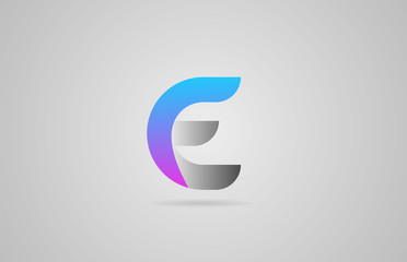 grey blue pink alphabet letter e logo icon design